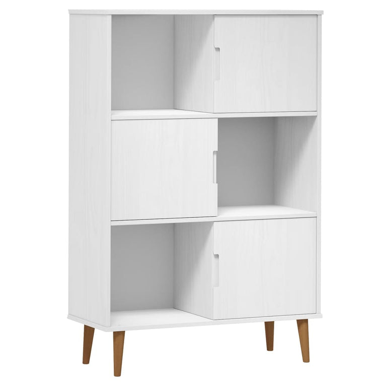 Boekenkast MOLDE 90x35x133,5 cm massief grenenhout wit MeubelReus