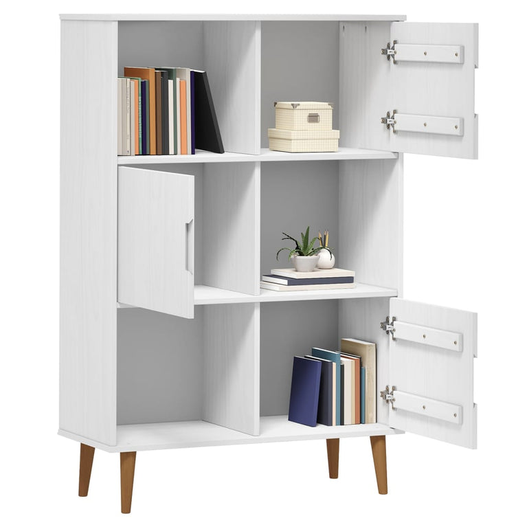 Boekenkast MOLDE 90x35x133,5 cm massief grenenhout wit MeubelReus