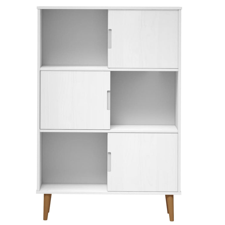 Boekenkast MOLDE 90x35x133,5 cm massief grenenhout wit MeubelReus