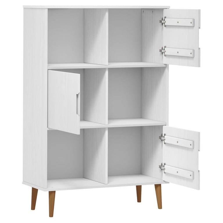 Boekenkast MOLDE 90x35x133,5 cm massief grenenhout wit MeubelReus