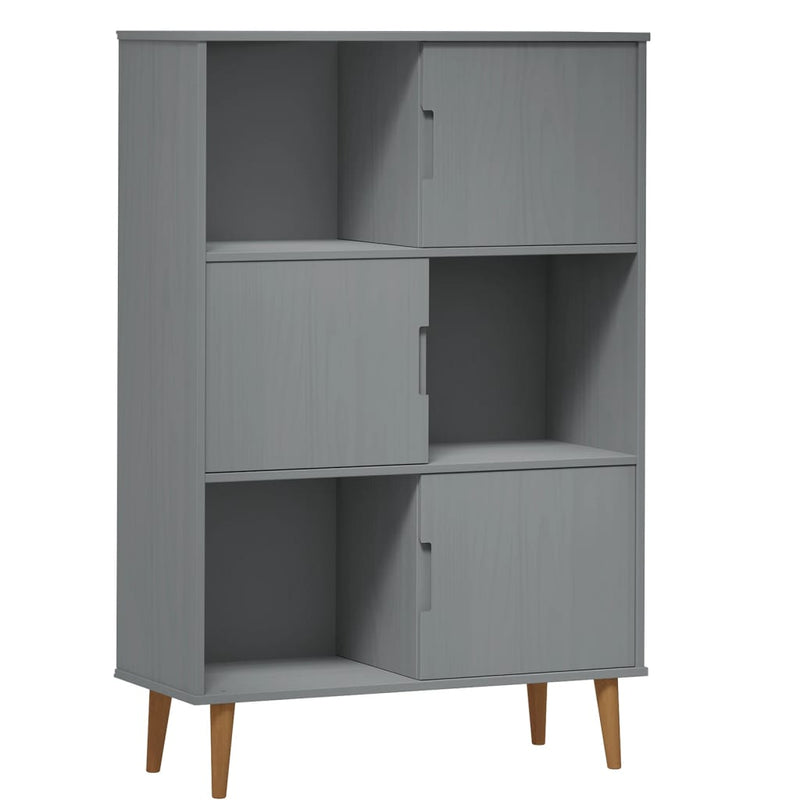 Boekenkast MOLDE 90x35x133,5 cm massief grenenhout grijs MeubelReus