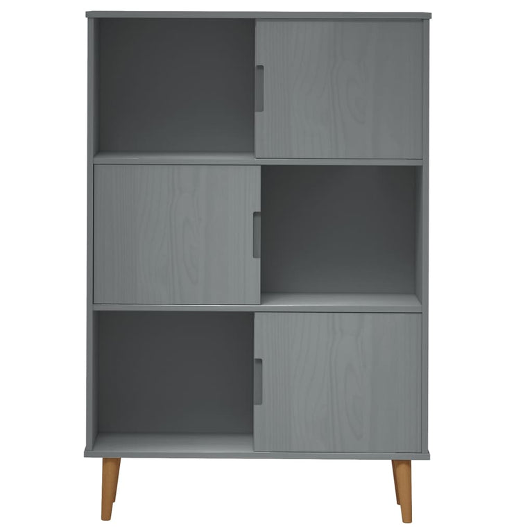 Boekenkast MOLDE 90x35x133,5 cm massief grenenhout grijs MeubelReus