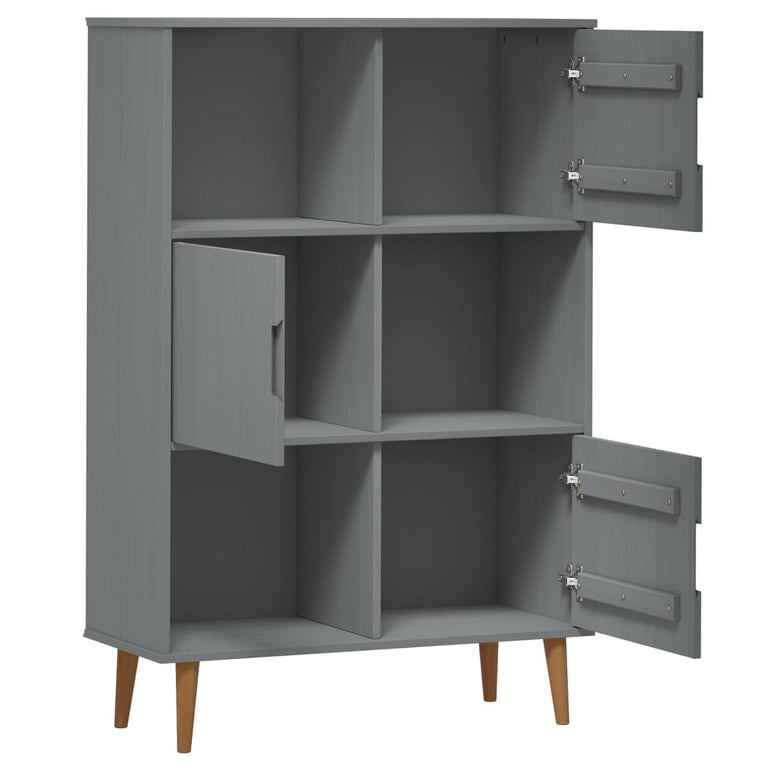 Boekenkast MOLDE 90x35x133,5 cm massief grenenhout grijs MeubelReus