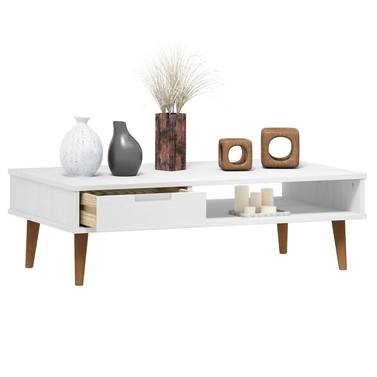 Salontafel MOLDE 100x55x31 cm massief grenenhout wit MeubelReus