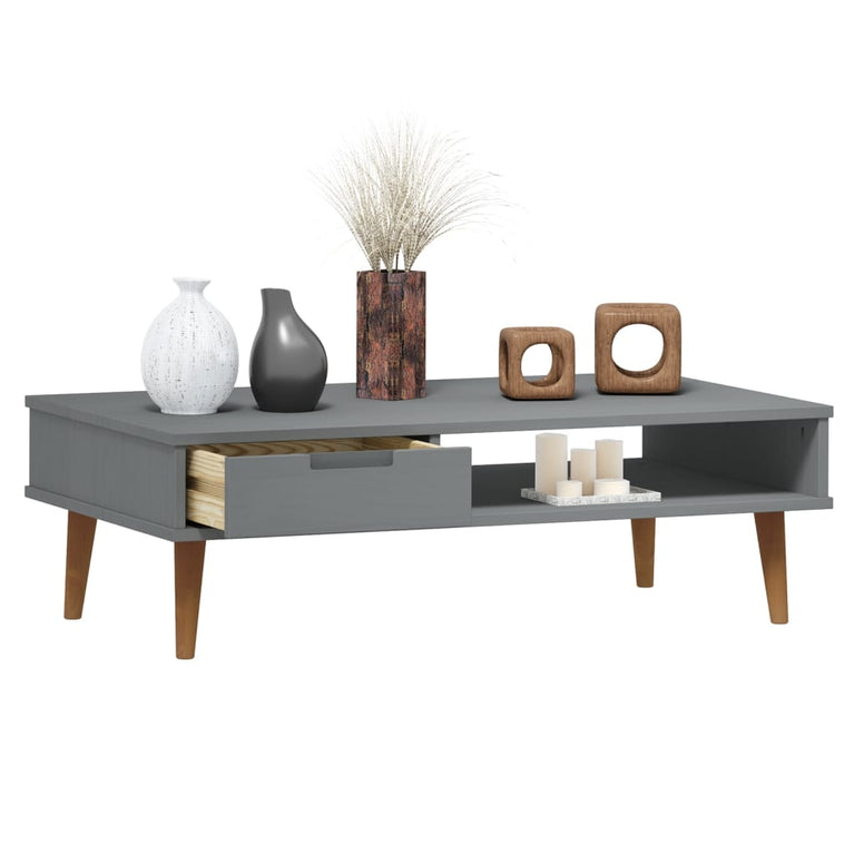 Salontafel MOLDE 100x55x31 cm massief grenenhout grijs MeubelReus