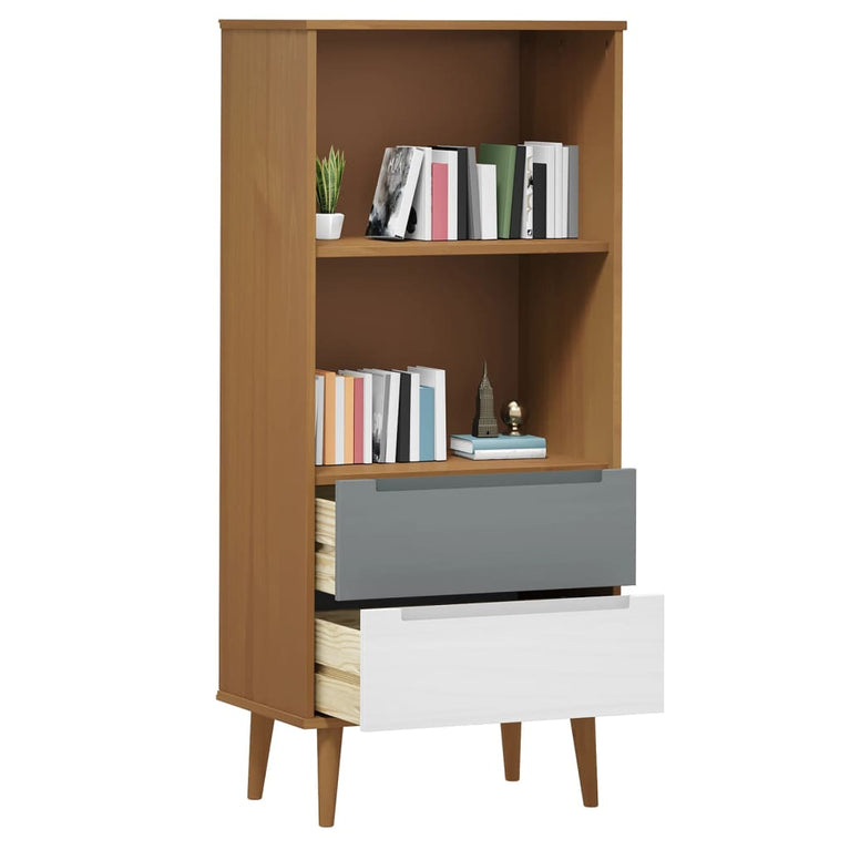 Boekenkast MOLDE 60x35x133,5 cm massief grenenhout bruin MeubelReus
