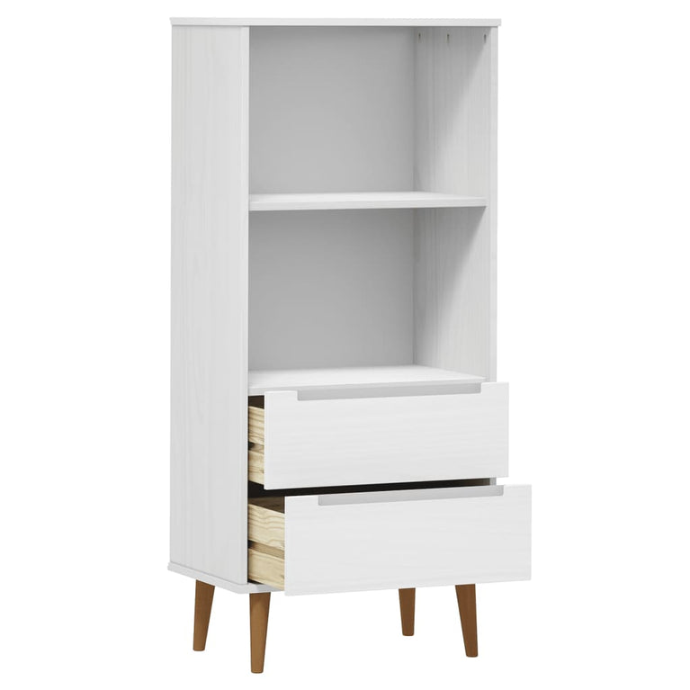 Boekenkast MOLDE 60x35x133,5 cm massief grenenhout wit MeubelReus