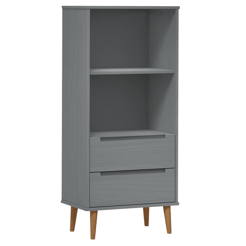 Boekenkast MOLDE 60x35x133,5 cm massief grenenhout grijs MeubelReus