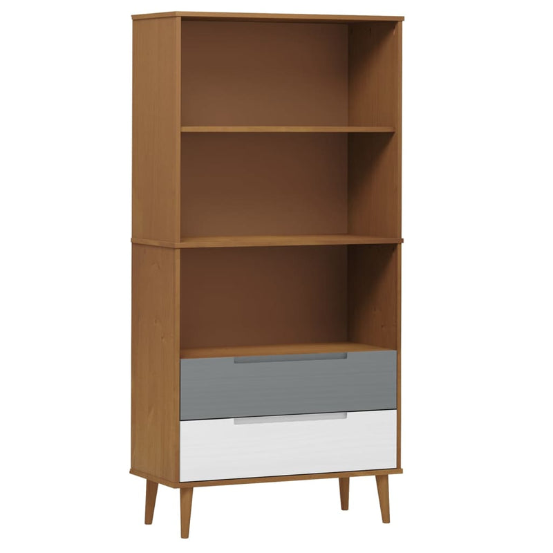 Boekenkast MOLDE 85x35x170,5 cm massief grenenhout bruin MeubelReus
