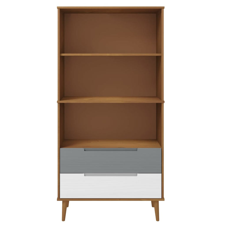 Boekenkast MOLDE 85x35x170,5 cm massief grenenhout bruin MeubelReus