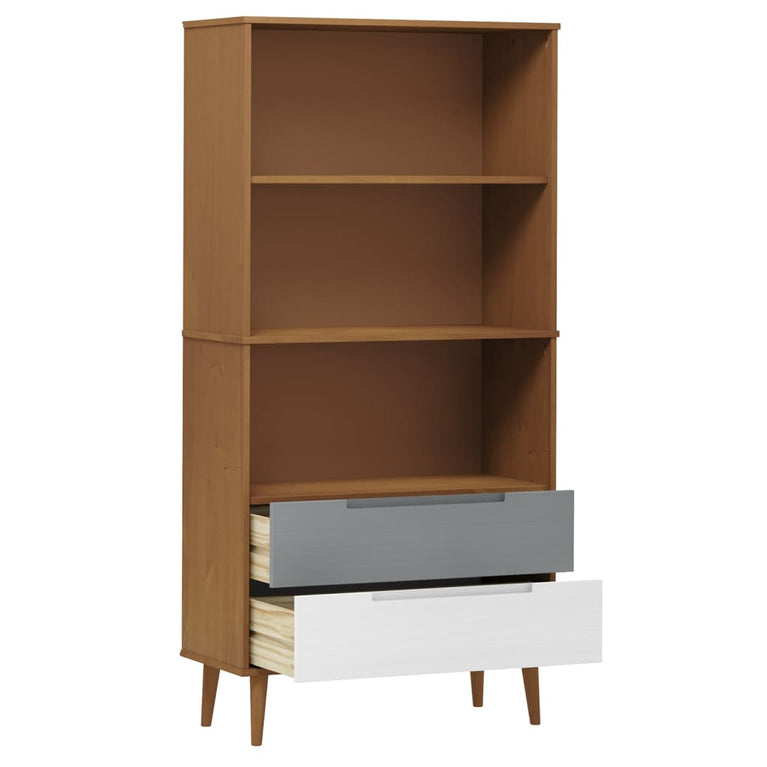 Boekenkast MOLDE 85x35x170,5 cm massief grenenhout bruin MeubelReus