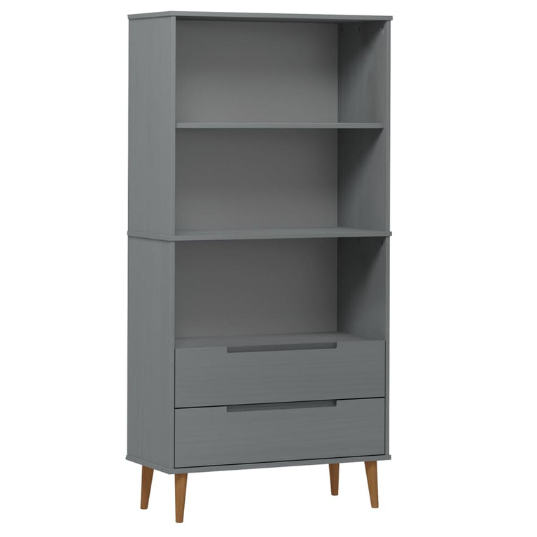 Boekenkast MOLDE 85x35x170,5 cm massief grenenhout grijs MeubelReus