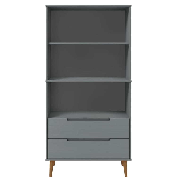 Boekenkast MOLDE 85x35x170,5 cm massief grenenhout grijs MeubelReus