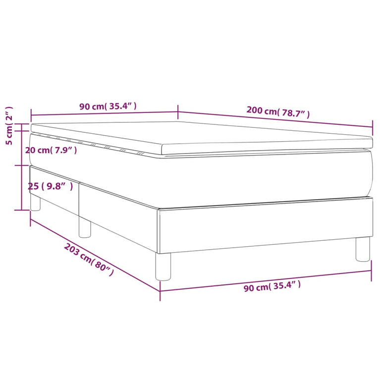 Boxspring met matras stof taupe 90x200 cm
