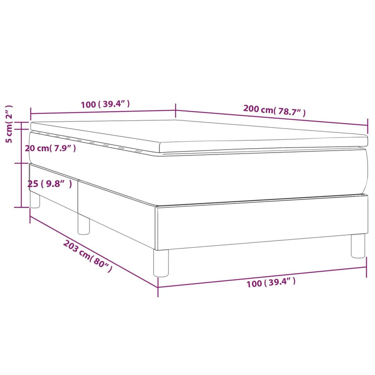 Boxspring met matras stof blauw 100x200 cm