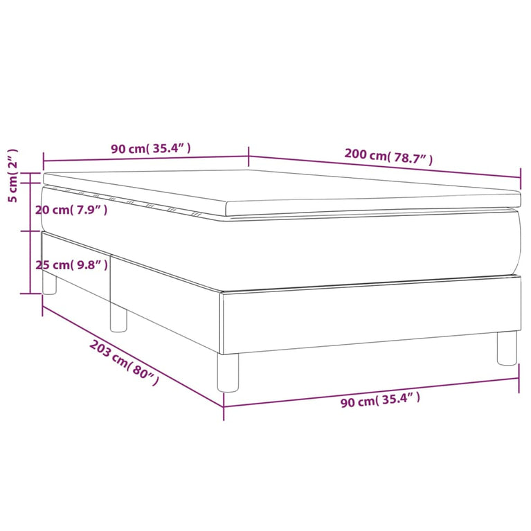 Boxspring met matras stof taupe 90x200 cm