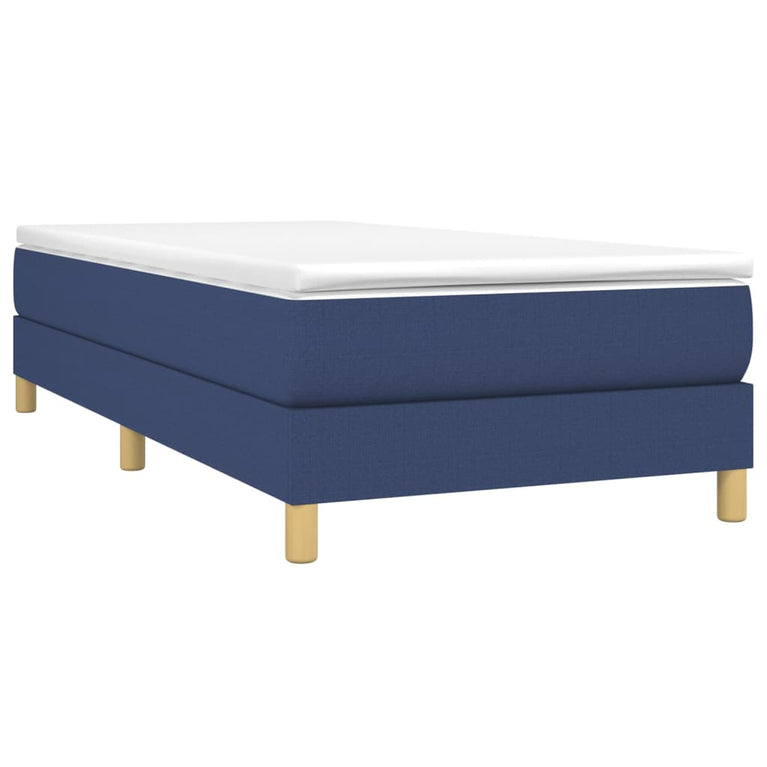 Boxspring met matras stof blauw 100x200 cm