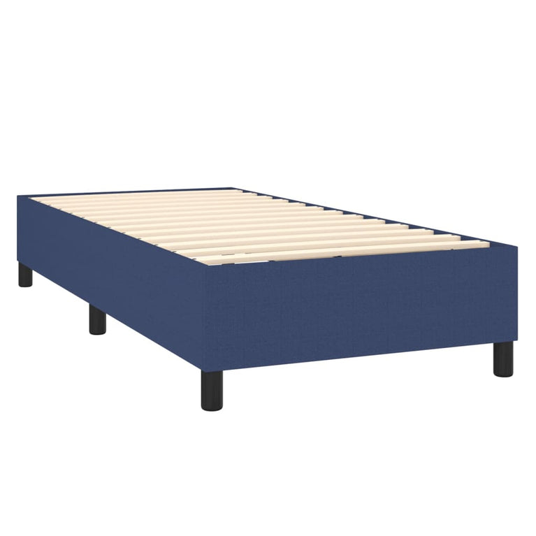 Boxspring met matras stof blauw 100x200 cm