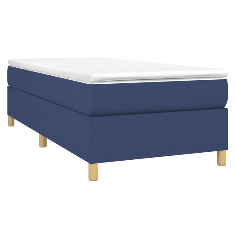 Boxspring met matras stof blauw 100x200 cm