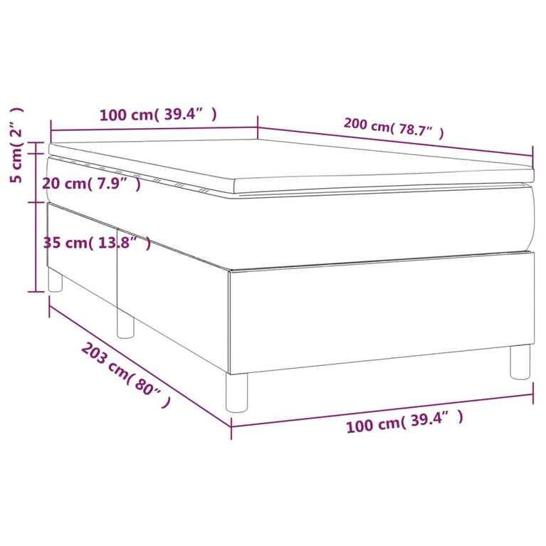 Boxspring met matras stof blauw 100x200 cm
