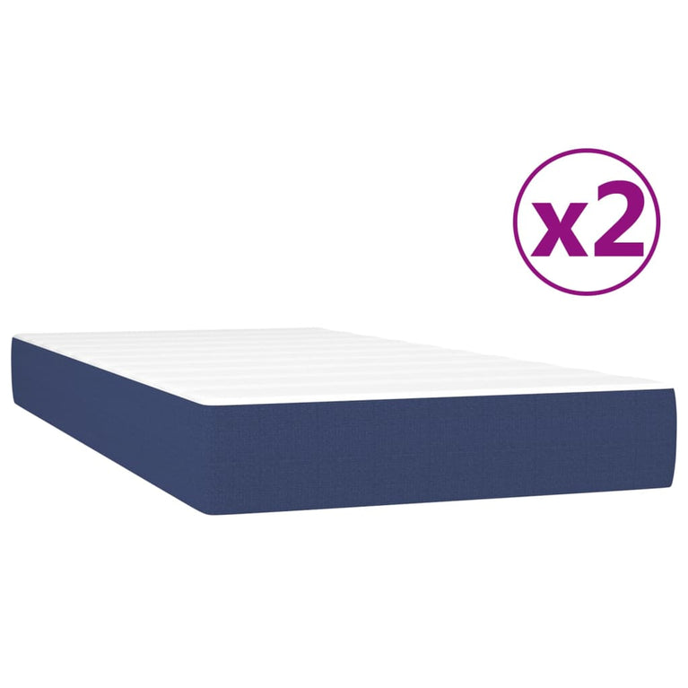 Boxspring met matras stof blauw 200x200 cm