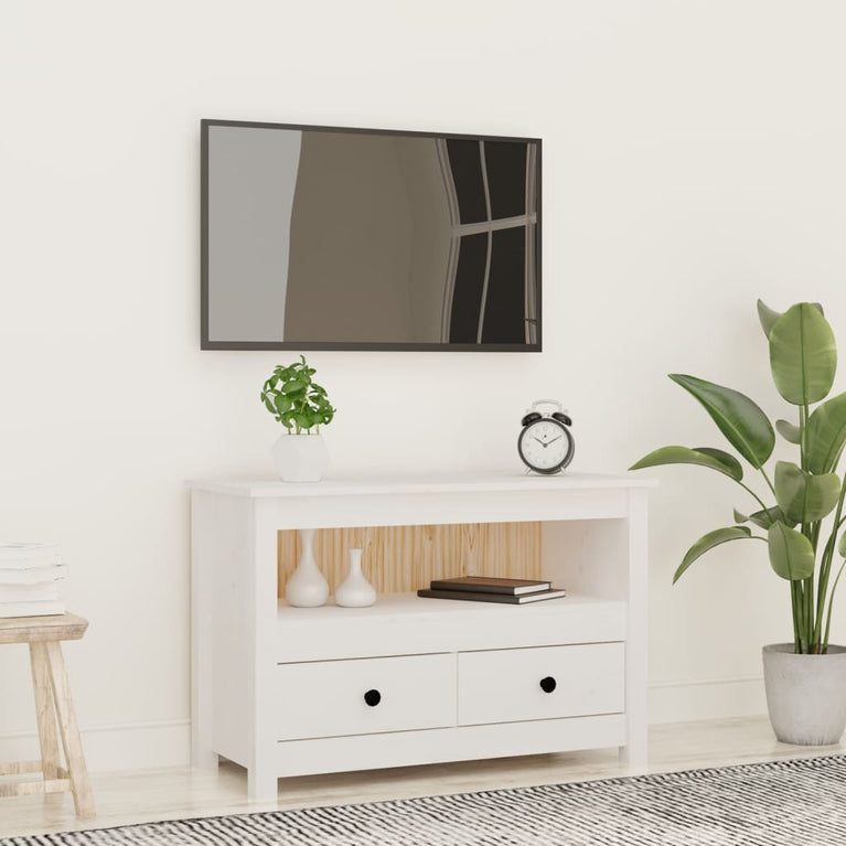 Tv-meubel 79x35x52 cm massief grenenhout wit MeubelReus