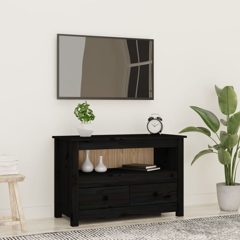 Tv-meubel 79x35x52 cm massief grenenhout zwart MeubelReus