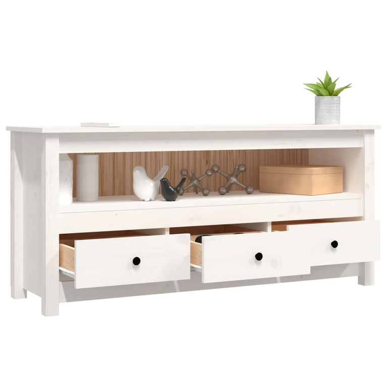 Tv-meubel 114x35x52 cm massief grenenhout wit MeubelReus