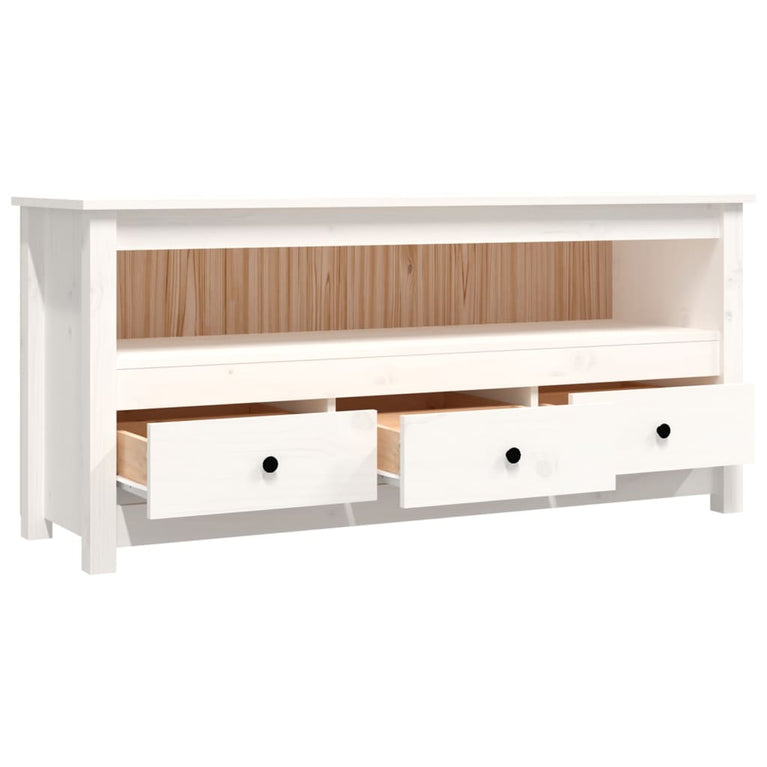 Tv-meubel 114x35x52 cm massief grenenhout wit MeubelReus