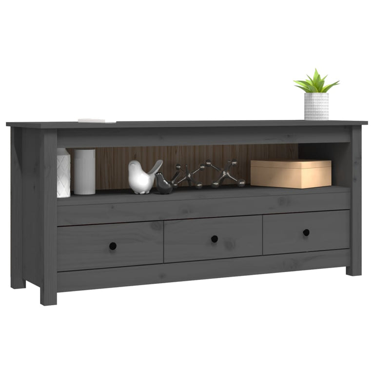Tv-meubel 114x35x52 cm massief grenenhout grijs MeubelReus