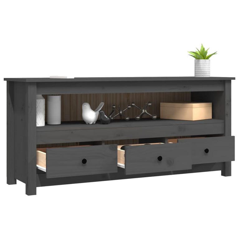 Tv-meubel 114x35x52 cm massief grenenhout grijs MeubelReus