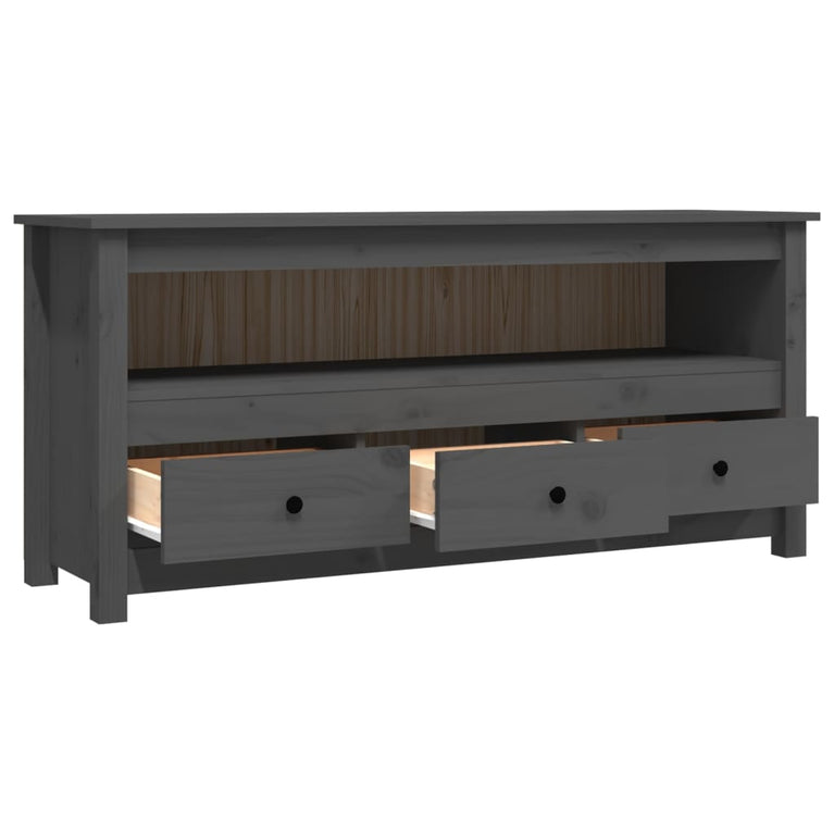 Tv-meubel 114x35x52 cm massief grenenhout grijs MeubelReus