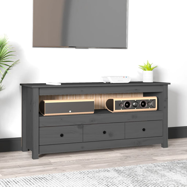 Tv-meubel 114x35x52 cm massief grenenhout grijs MeubelReus