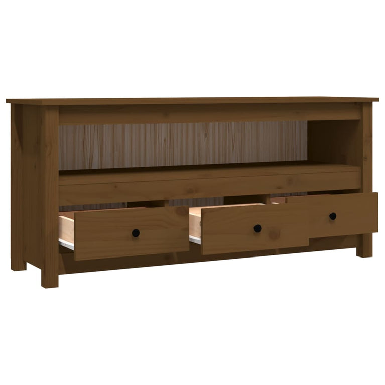 Tv-meubel 114x35x52 cm massief grenenhout honingbruin MeubelReus