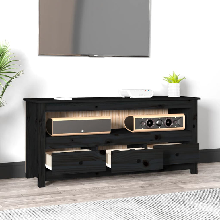 Tv-meubel 114x35x52 cm massief grenenhout zwart MeubelReus
