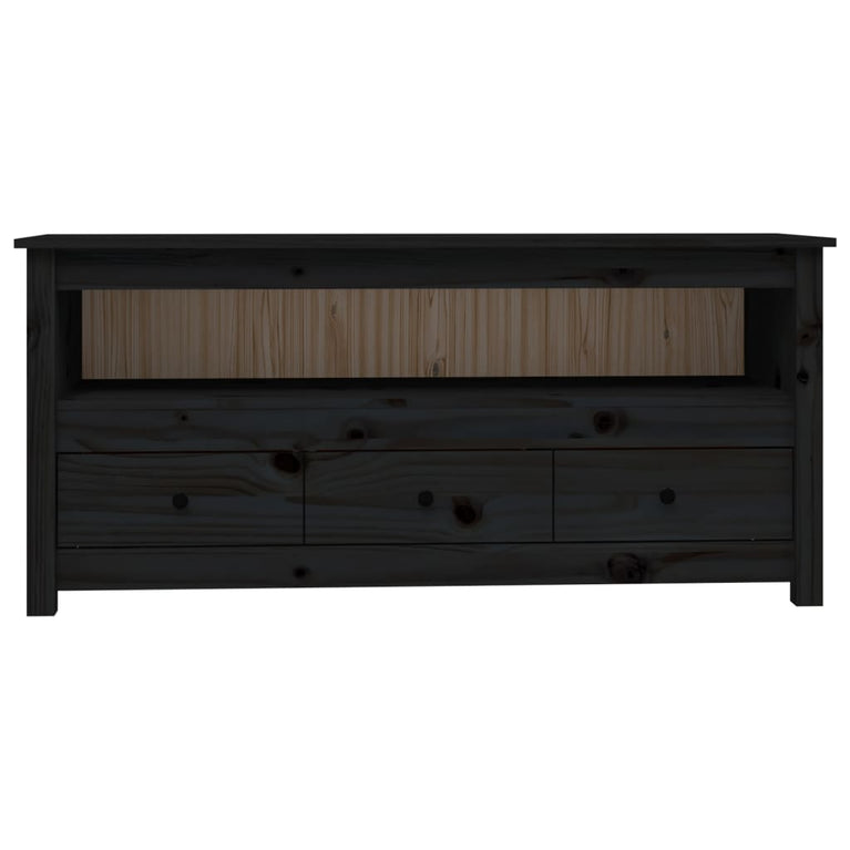 Tv-meubel 114x35x52 cm massief grenenhout zwart MeubelReus