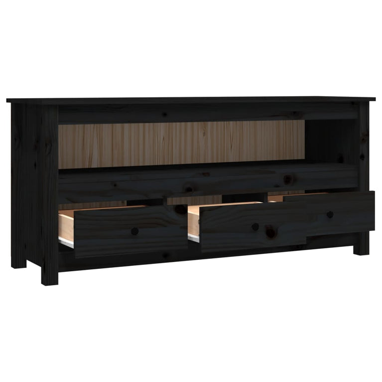 Tv-meubel 114x35x52 cm massief grenenhout zwart MeubelReus