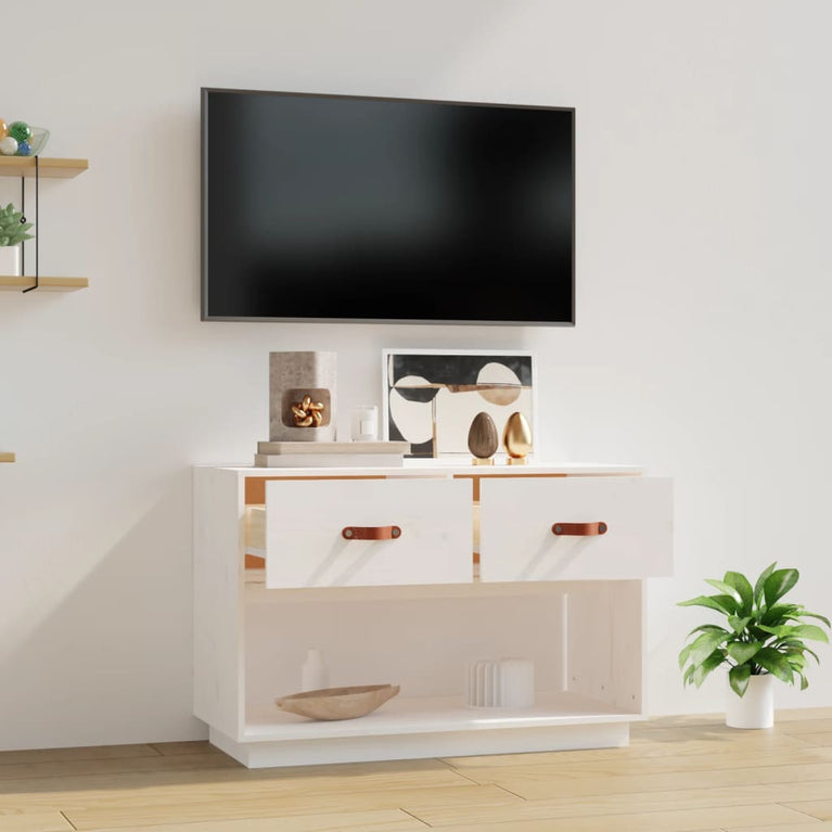 Tv-meubel 90x40x60 cm massief grenenhout wit MeubelReus