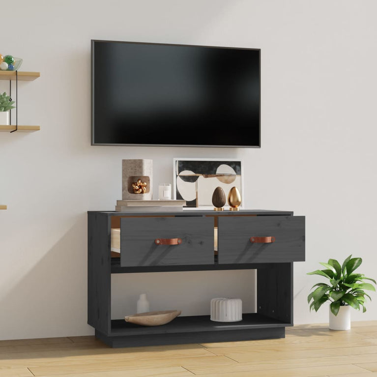 Tv-meubel 90x40x60 cm massief grenenhout grijs MeubelReus