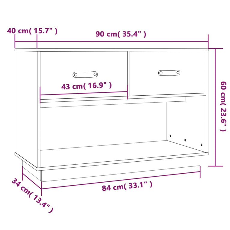 Tv-meubel 90x40x60 cm massief grenenhout grijs MeubelReus