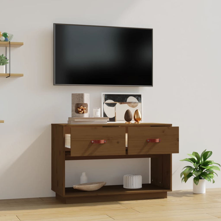 Tv-meubel 90x40x60 cm massief grenenhout honingbruin MeubelReus