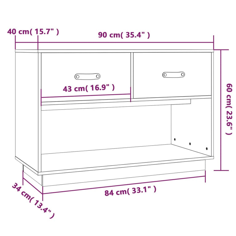 Tv-meubel 90x40x60 cm massief grenenhout honingbruin MeubelReus