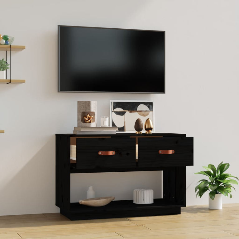Tv-meubel 90x40x60 cm massief grenenhout zwart MeubelReus