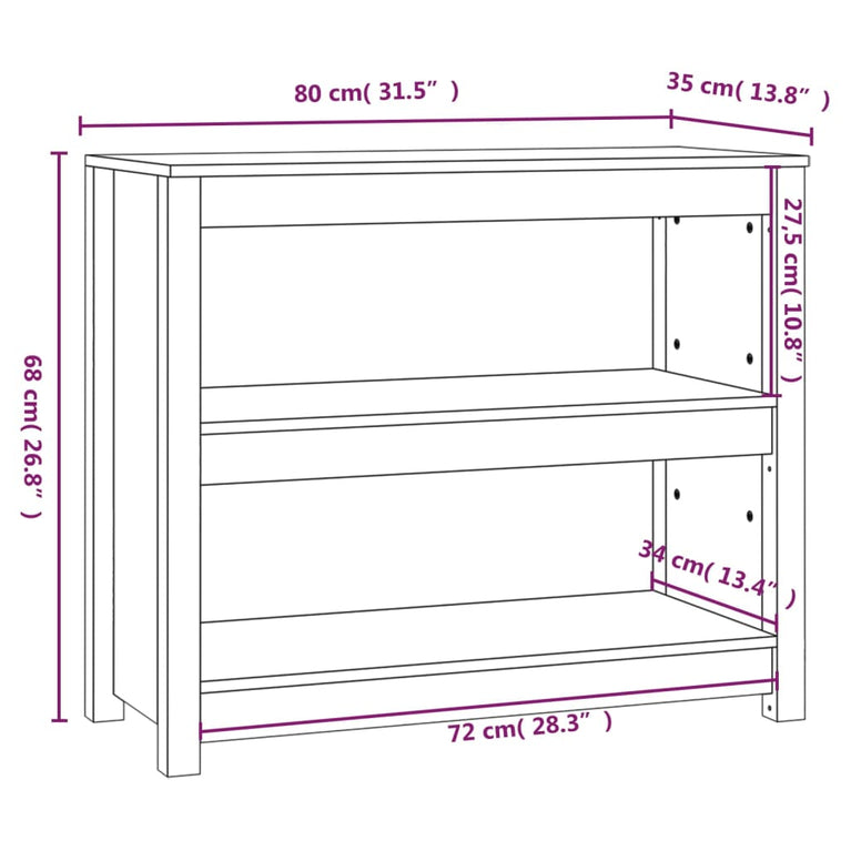 Boekenkast 80x35x68 cm massief grenenhout zwart MeubelReus