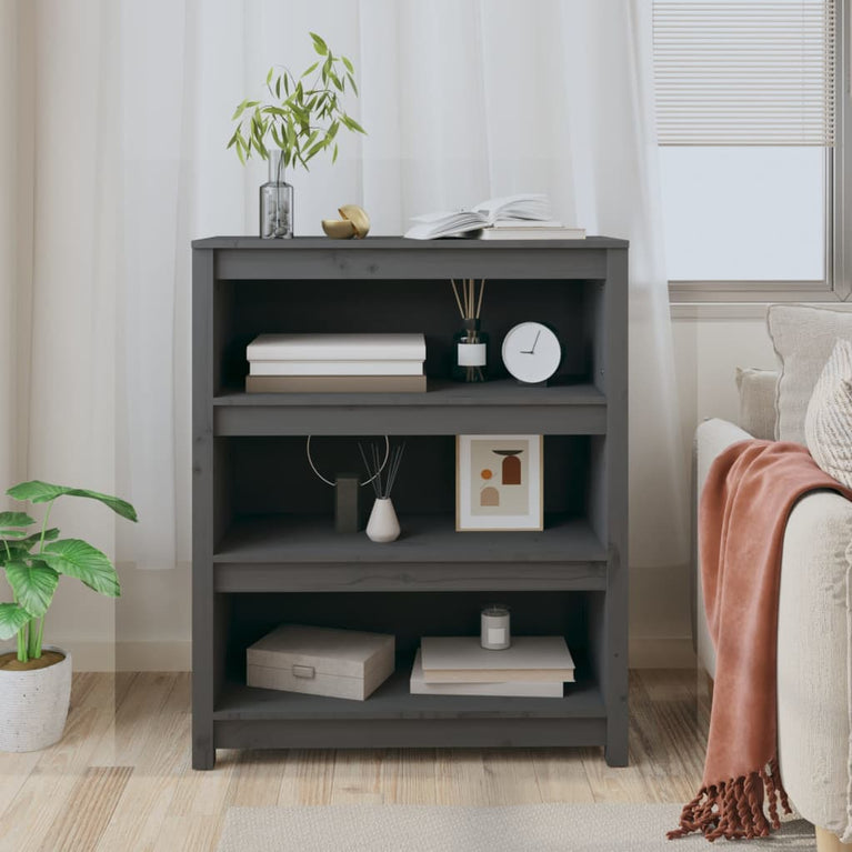 Boekenkast 80x35x97 cm massief grenenhout grijs MeubelReus