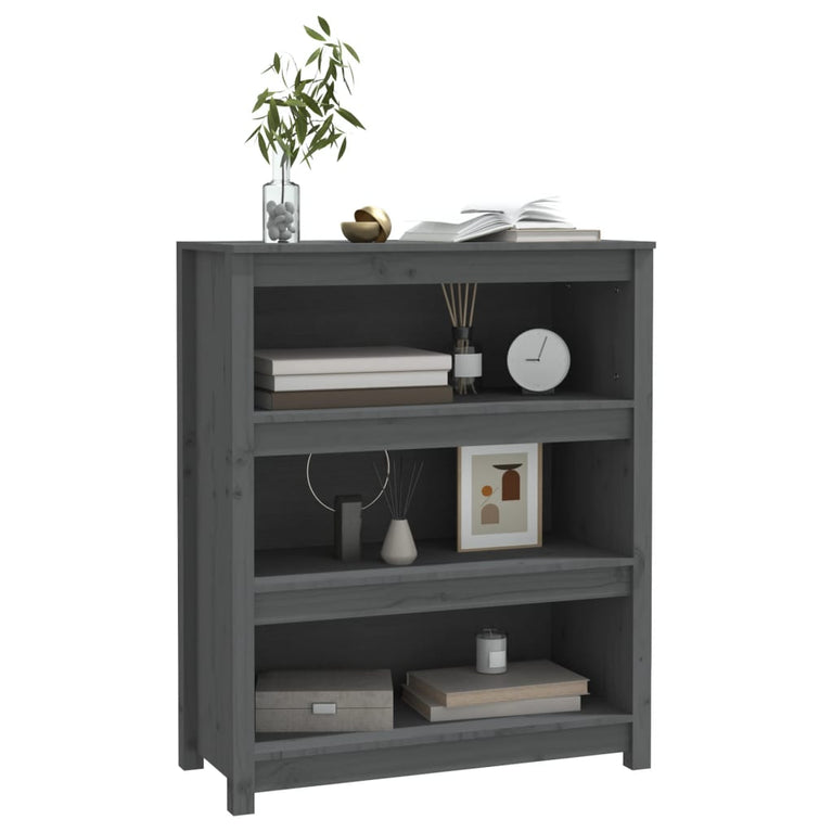 Boekenkast 80x35x97 cm massief grenenhout grijs MeubelReus