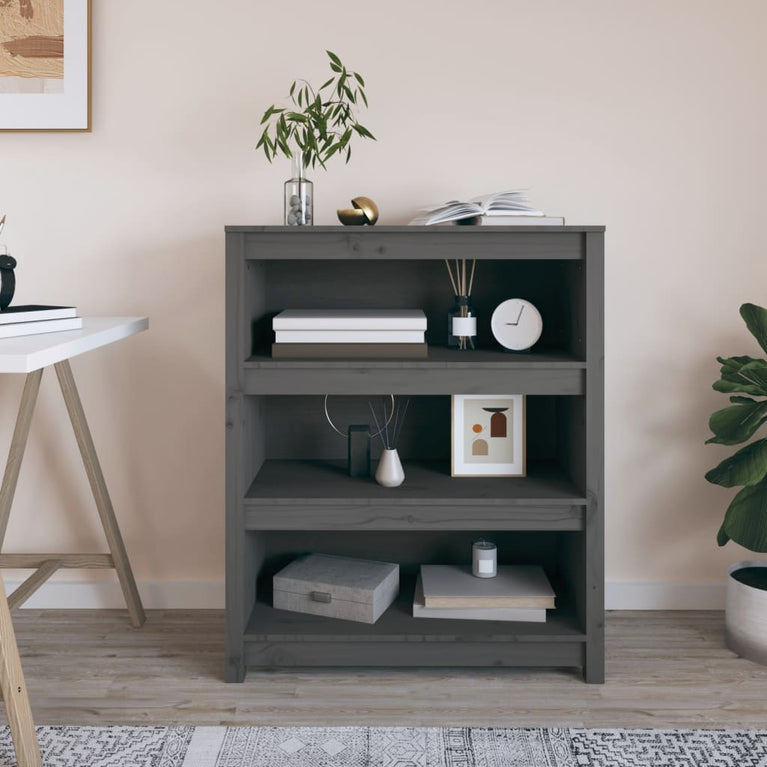 Boekenkast 80x35x97 cm massief grenenhout grijs MeubelReus