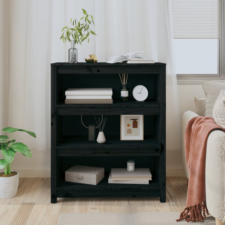 Boekenkast 80x35x97 cm massief grenenhout zwart MeubelReus