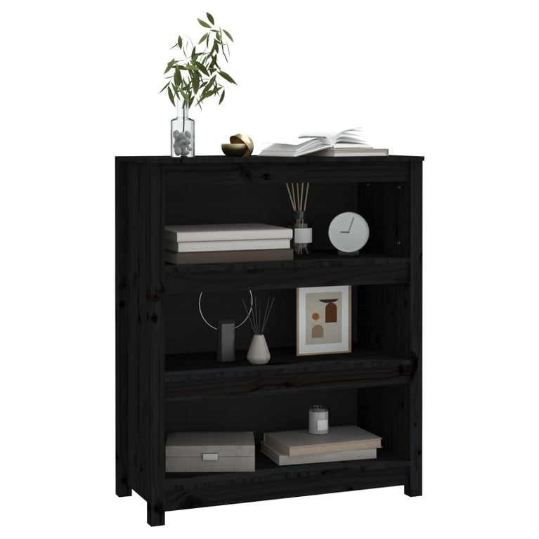 Boekenkast 80x35x97 cm massief grenenhout zwart MeubelReus