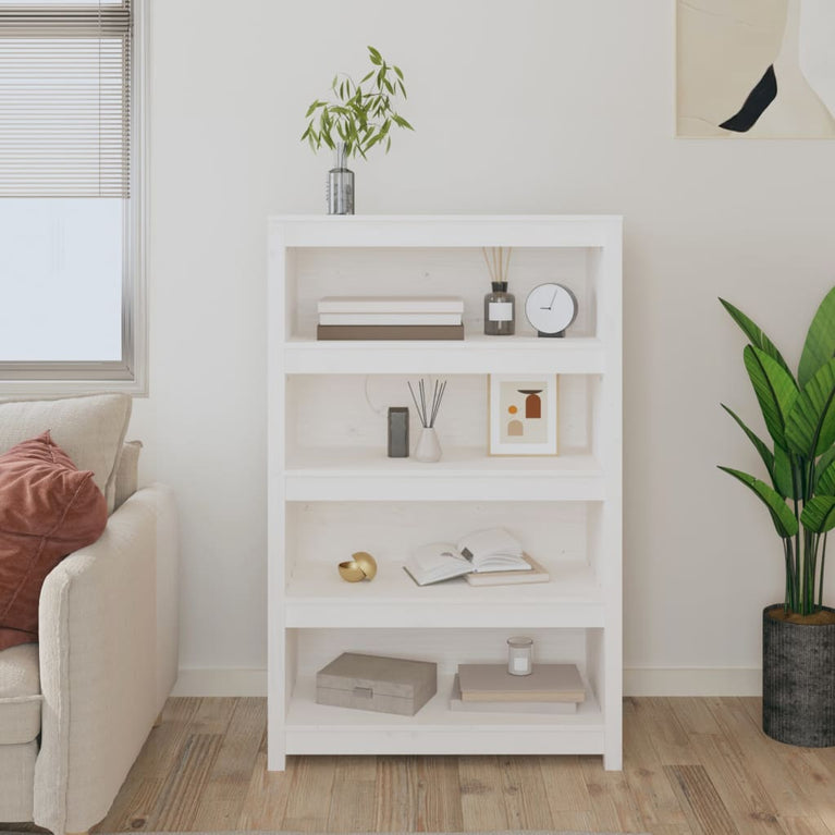 Boekenkast 80x35x126 cm massief grenenhout wit MeubelReus
